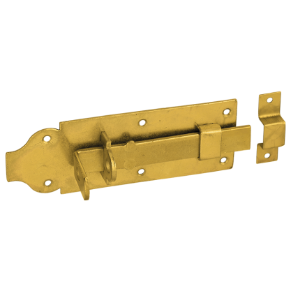 Schlossriegel mit flachem Griff und Schlaufe, 180x65x6,0 mm, gelb verzinkt - Fenster