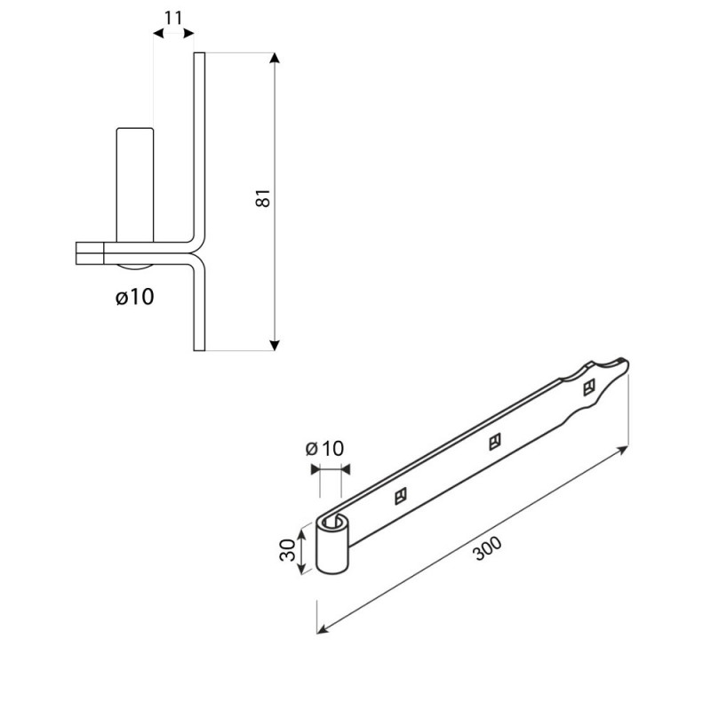 DMX Ladenband 300x30x3- Skizze mit Abmessungen